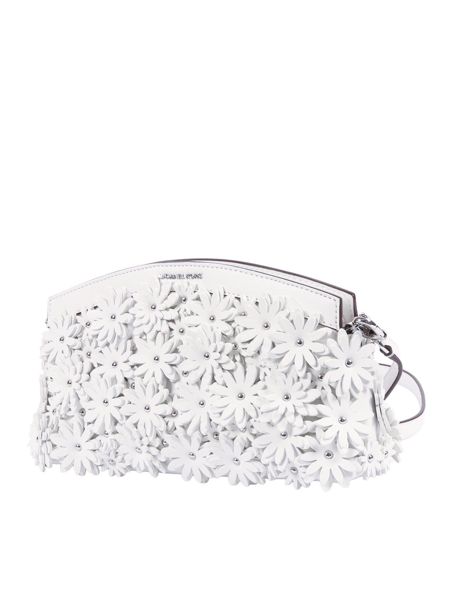 Sm Dome Chn Clutch Xbody White Polyurethane 35 % Polyester Handbag