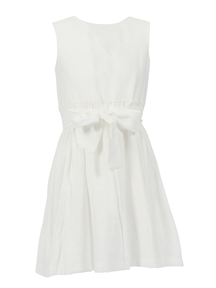 Viscose dress with belt White