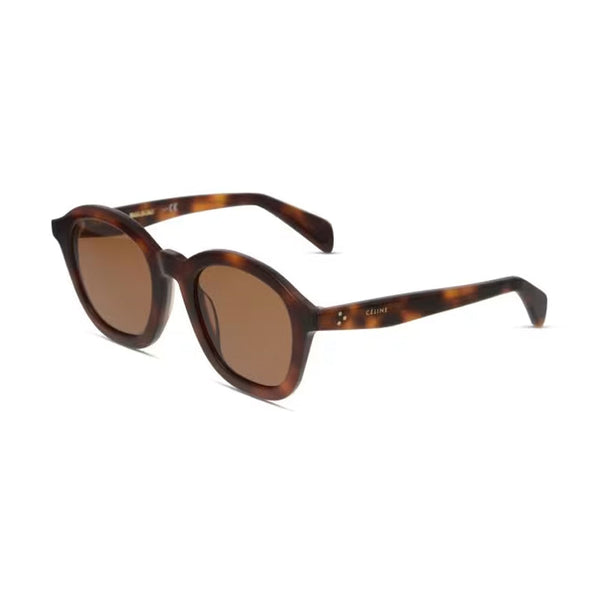 Celine Sunglasses Round Full Rim, Havana Frame And Brown Lens Cl40017i53e