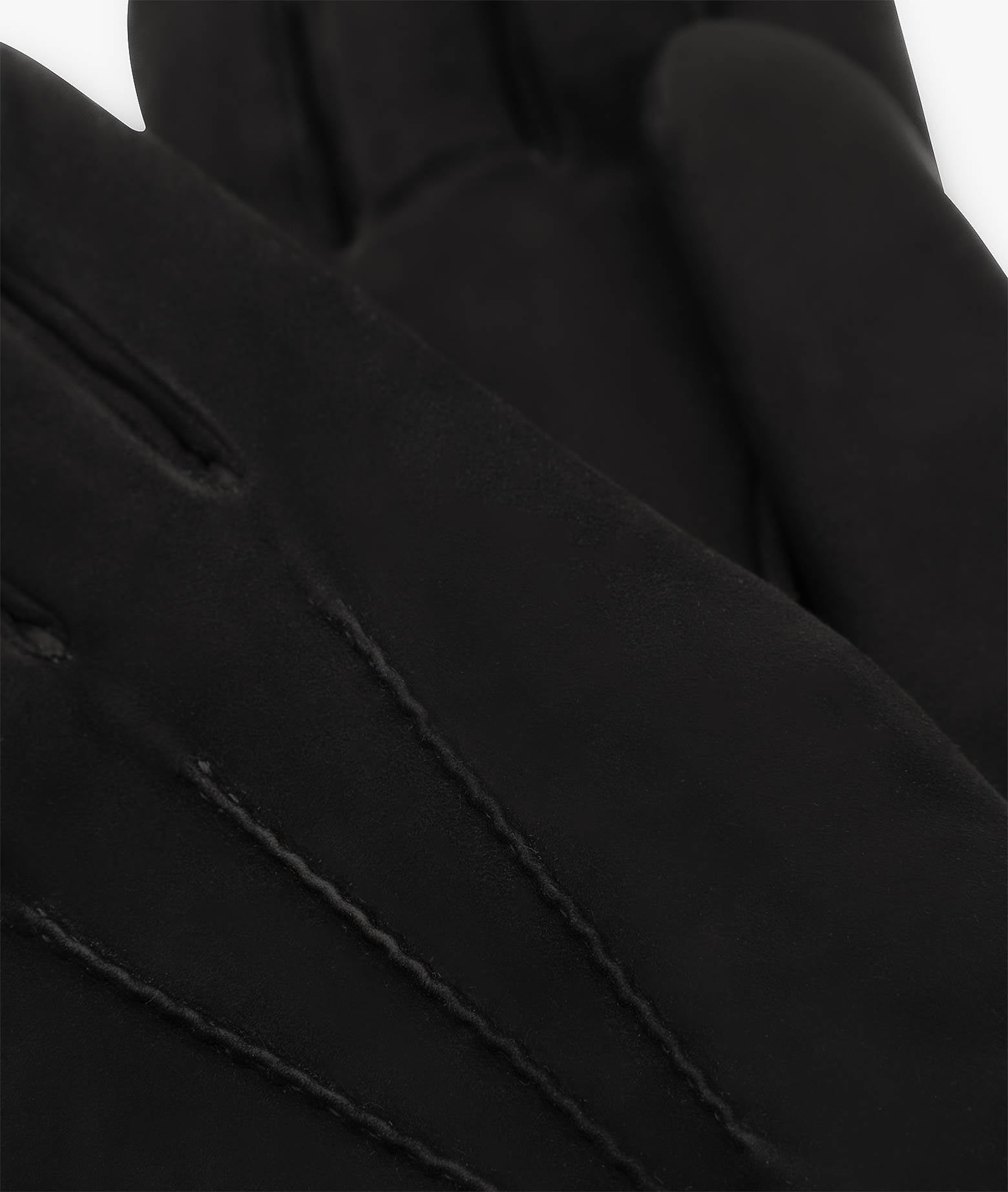 Suede And Nutria Gloves Black