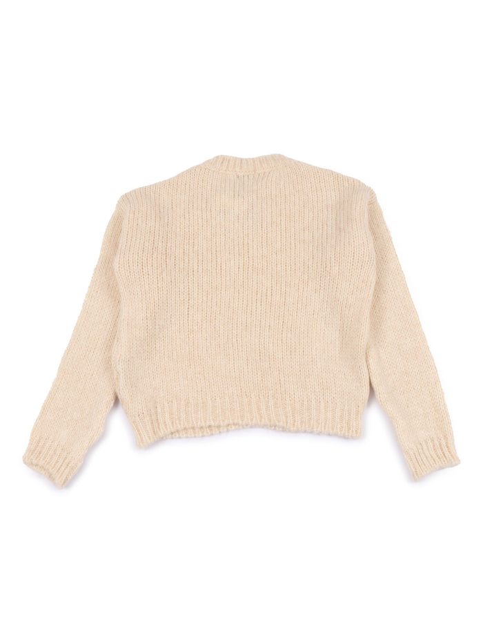 Cable Knitted Sweater Beige Crewneck