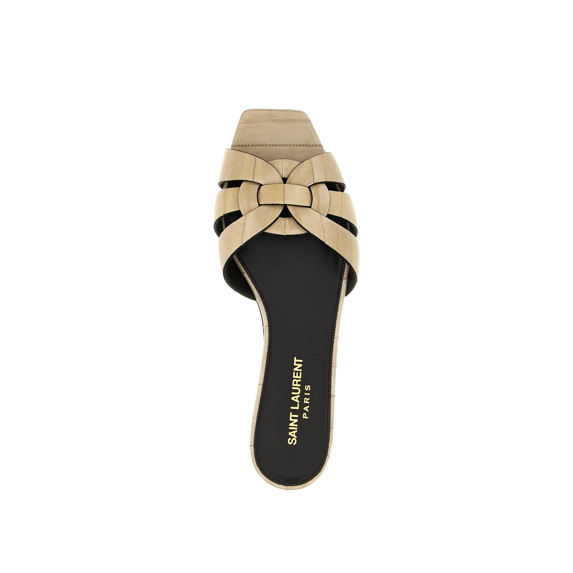 Tribute Eel Leather Flat Sandals Beige