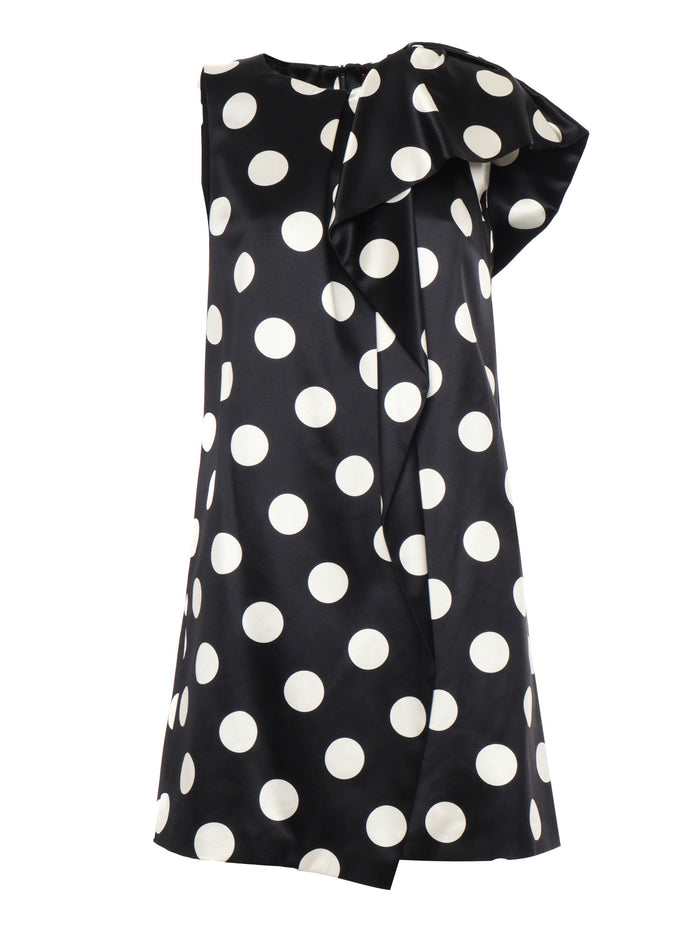 TATTICO BLACK WHITE Dress Cotton Silk Lining Midi