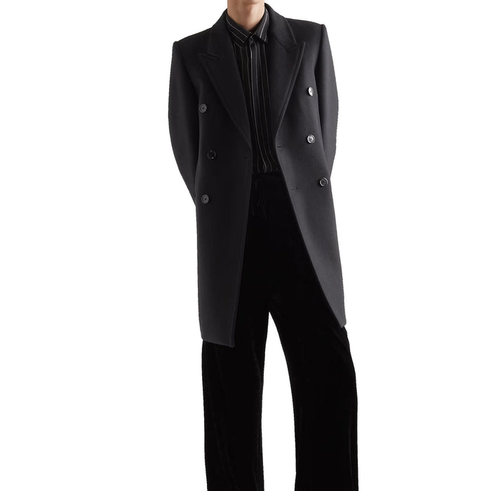 Double-Breasted Wool Coat Black