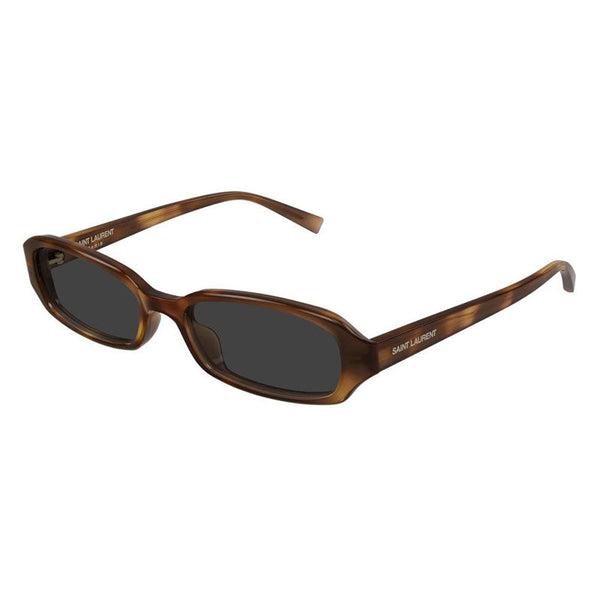 Saint Laurent Sunglasses Rectangle Full Rim, Havana Frame And Grey Lens Sl872erin004 Brown