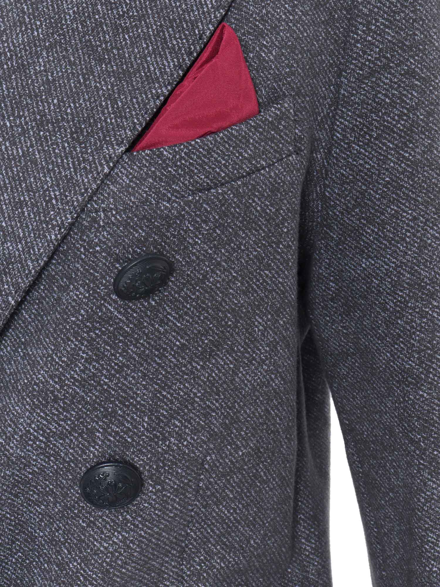 Double Breasted Jacket Grey Cotton Elastane