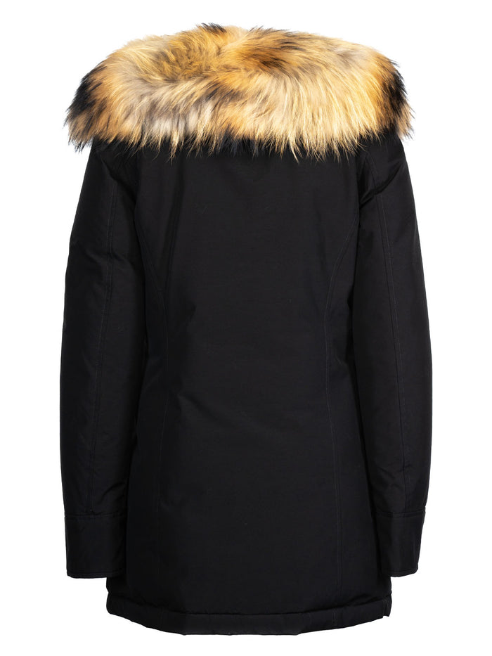 Artic Racoon Parka Black Cotton Polyester Jacket