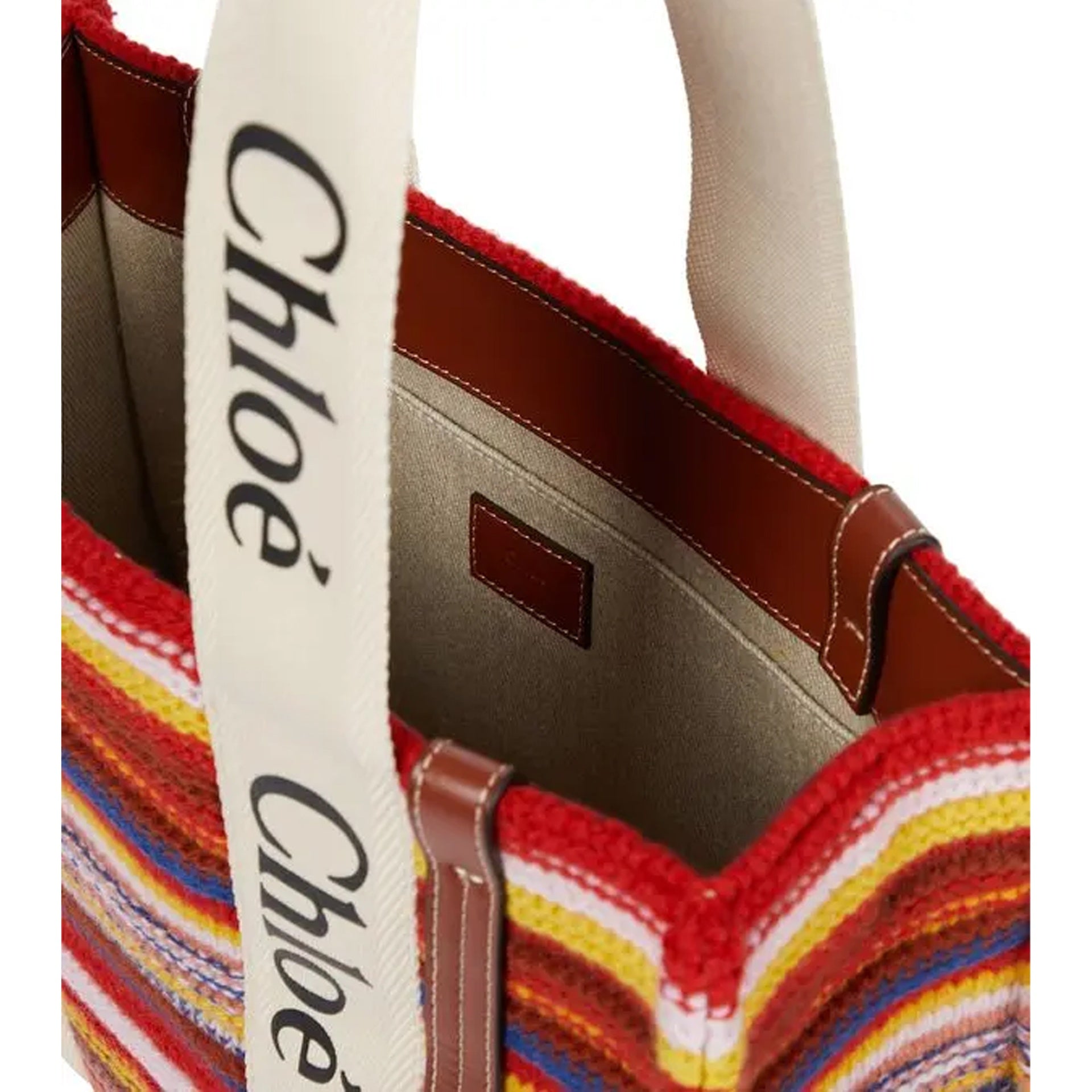 Chloé Woody Medium Tote Bag Red Wool