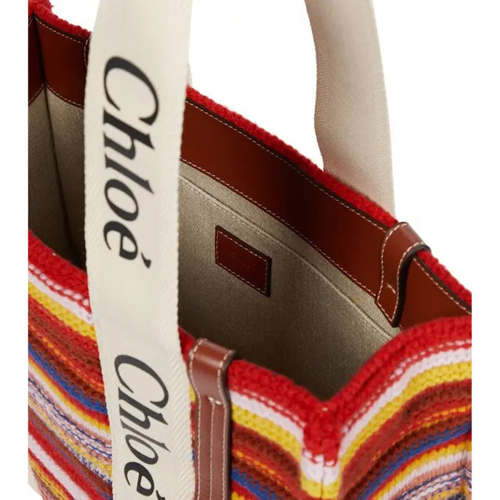 Chloé Woody Medium Tote Bag Red Wool