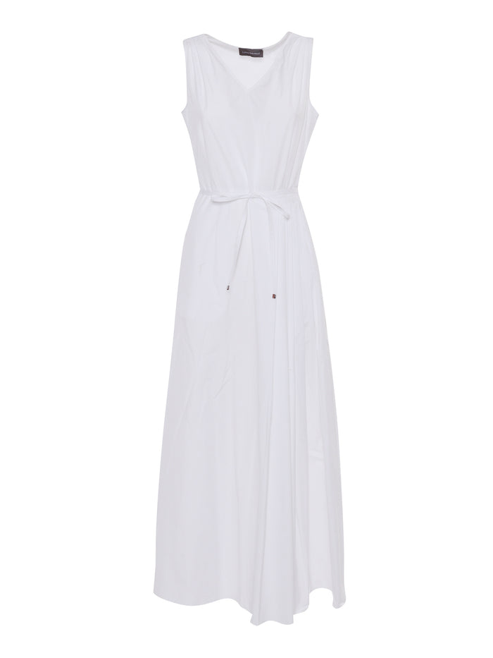 Long white dress Cotton Yarn Insert Midi