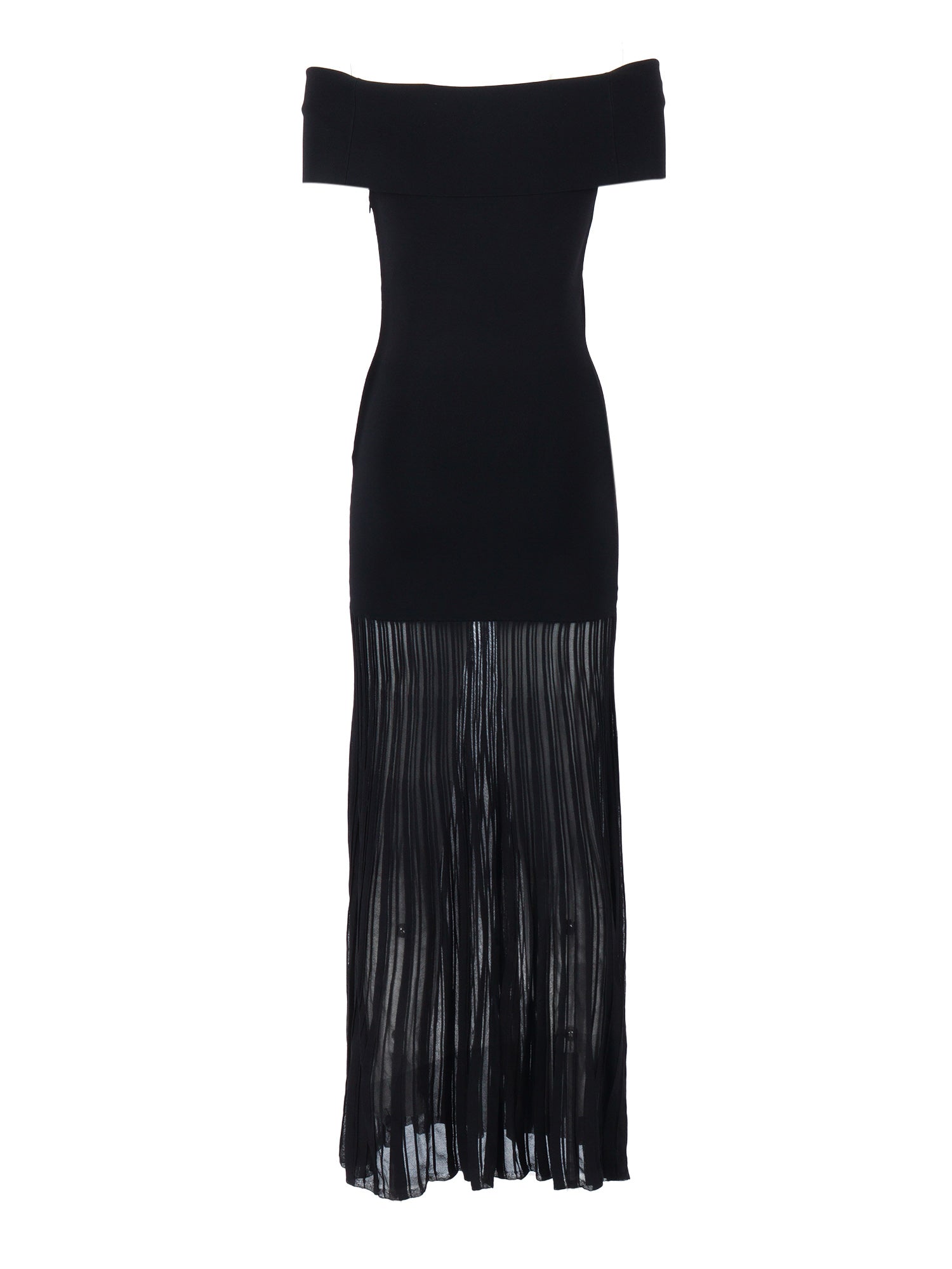 FOLD OVER SHEER MAXI DRS Black Recycled Viscose Nylon Dress