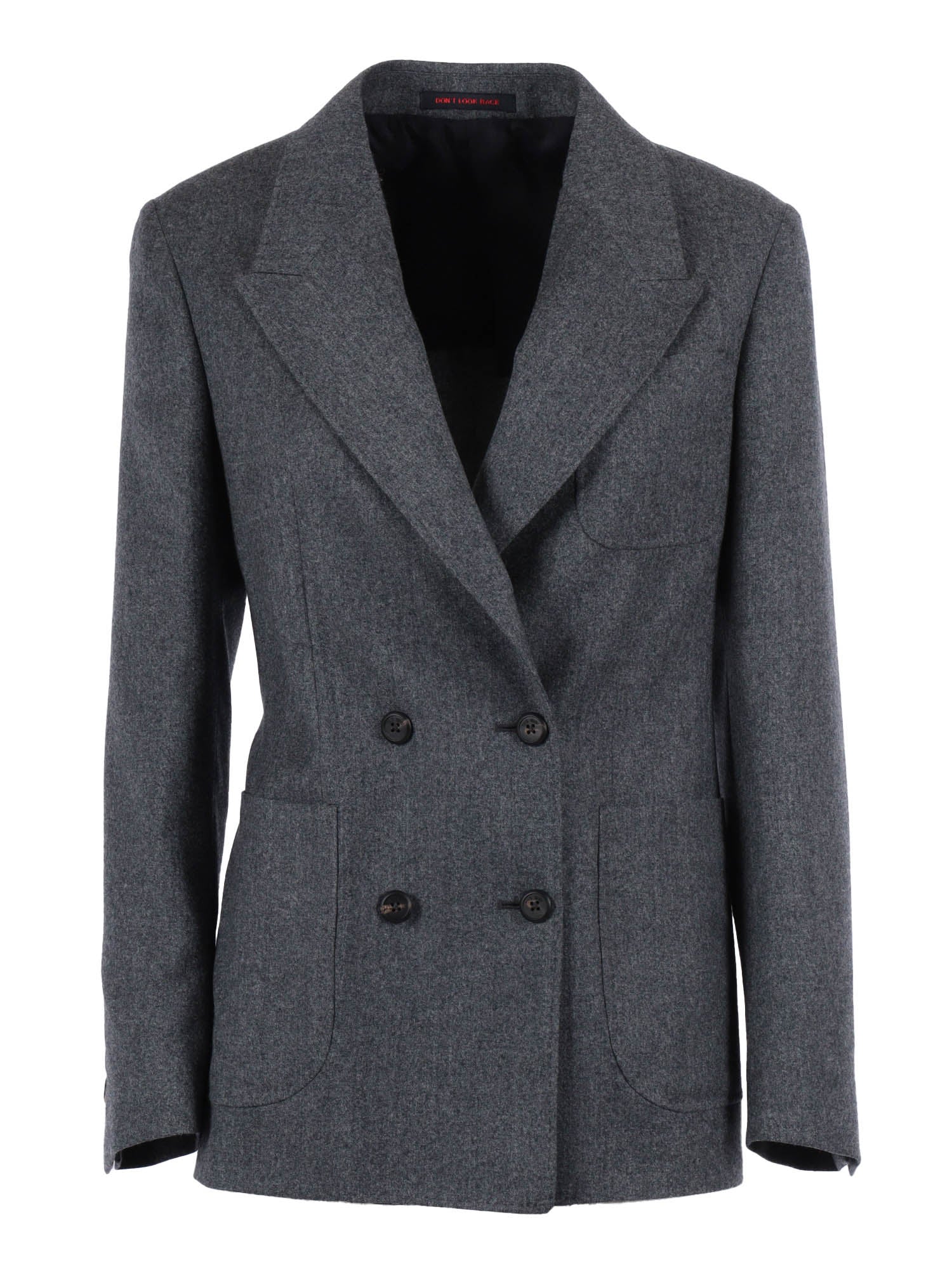 Womens Double-Breasted Jacket Grey Virgin Wool Double Breasted