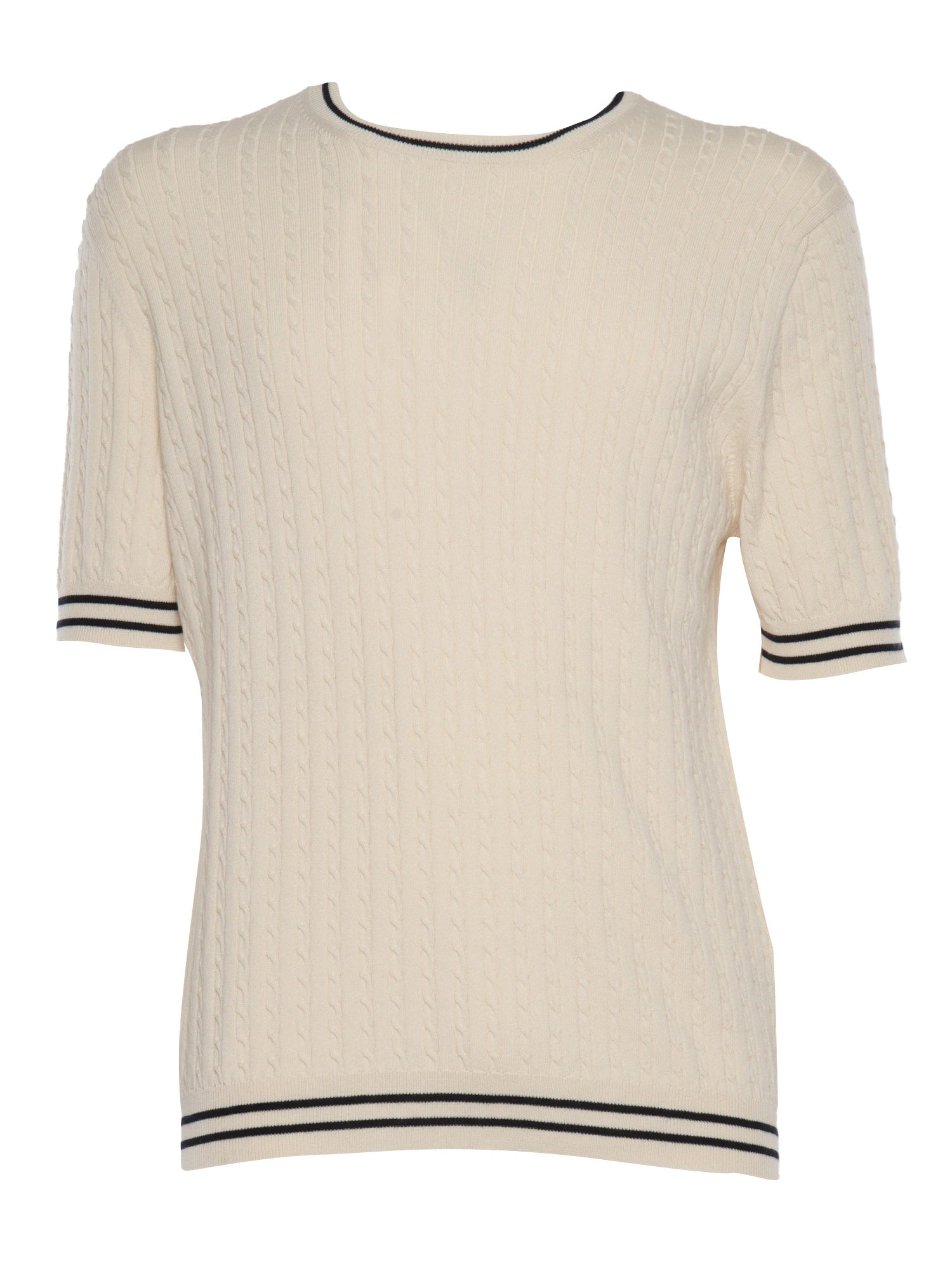 Knitted T-shirt White Cotton Short Sleeves