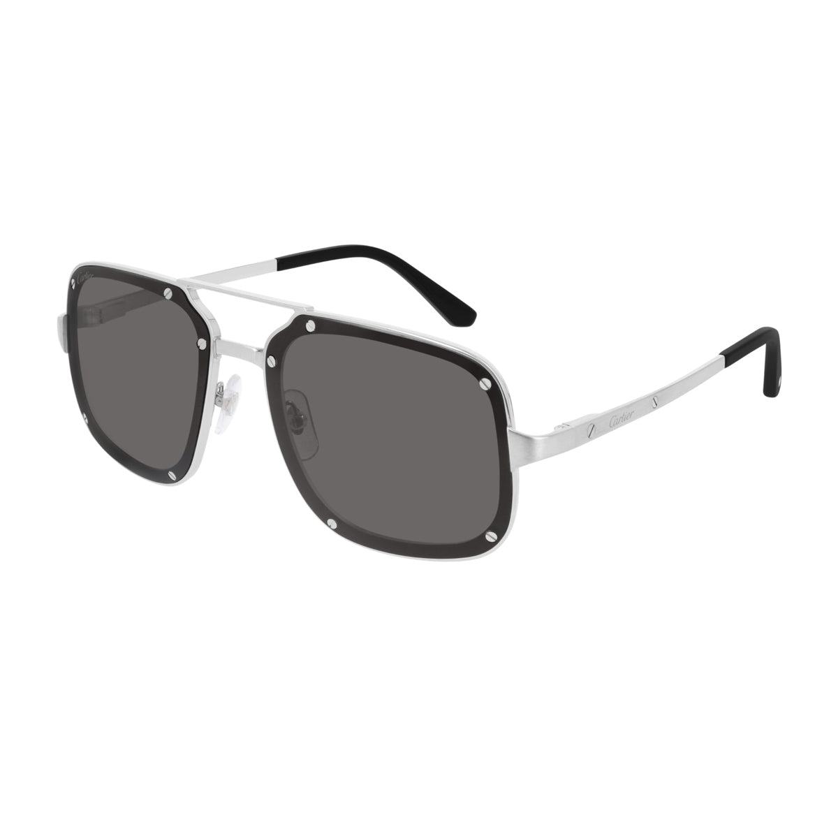 Cartier CT0194S Santos De 001 Silver Grey Argento Titanium Occhiali Da Sole