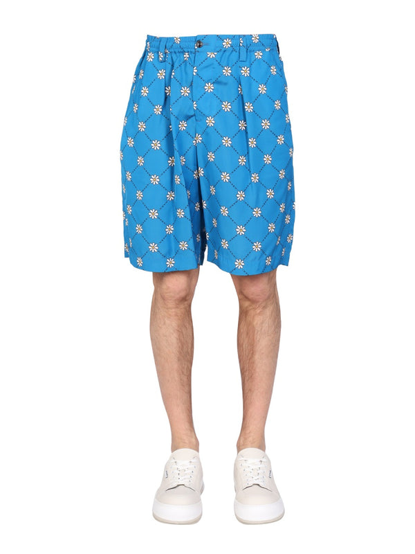 Marnigram Bermuda Shorts Blue Cotton