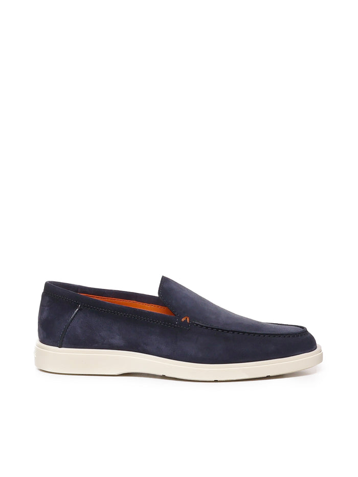 Santoni Flat Shoes Blue Nubuck