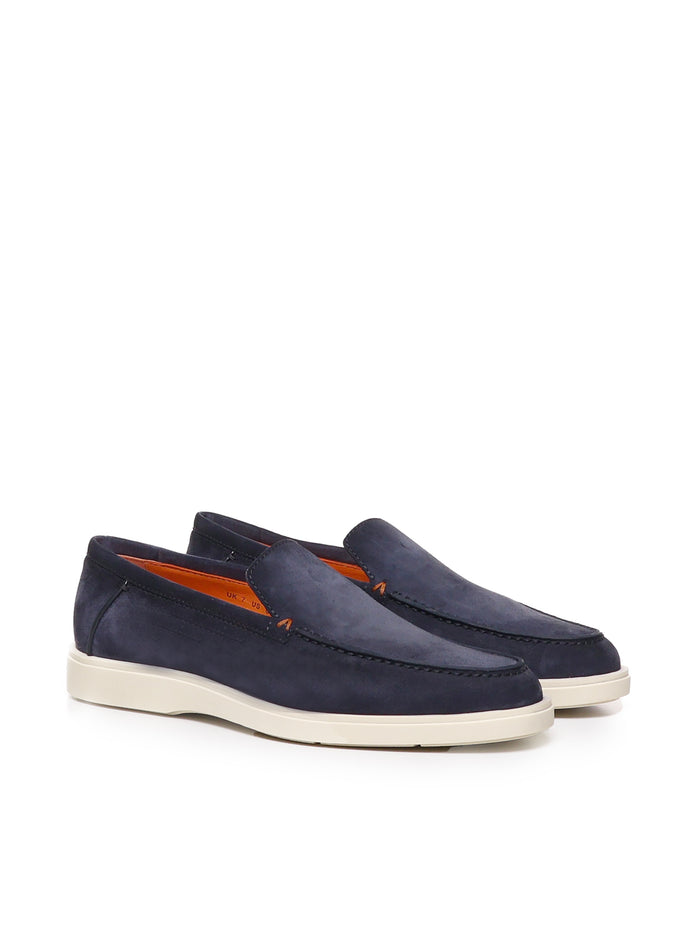Santoni Flat Shoes Blue Nubuck
