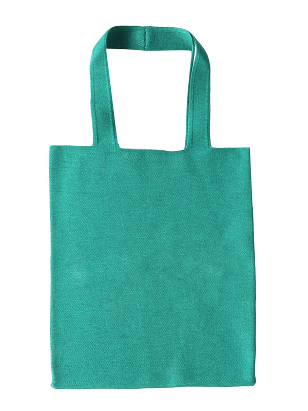 Logo Shopper Bag Green Wool Handbags