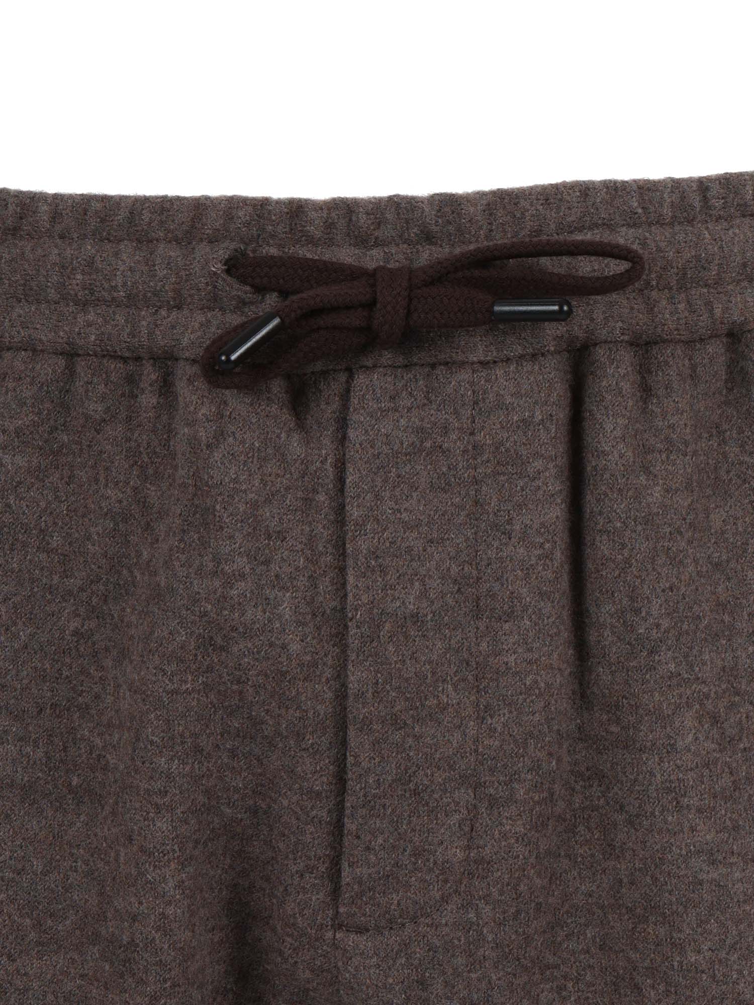 P.cuffed Wool Brown Fabric 2 Cotton Elastane Pant