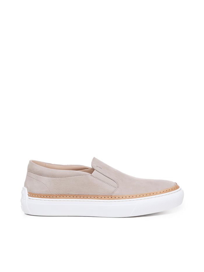 Tods Flat Shoes Beige -upper In Calf Nubuck