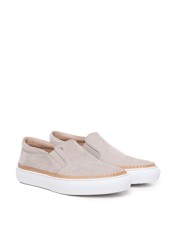 Tods Flat Shoes Beige -upper In Calf Nubuck