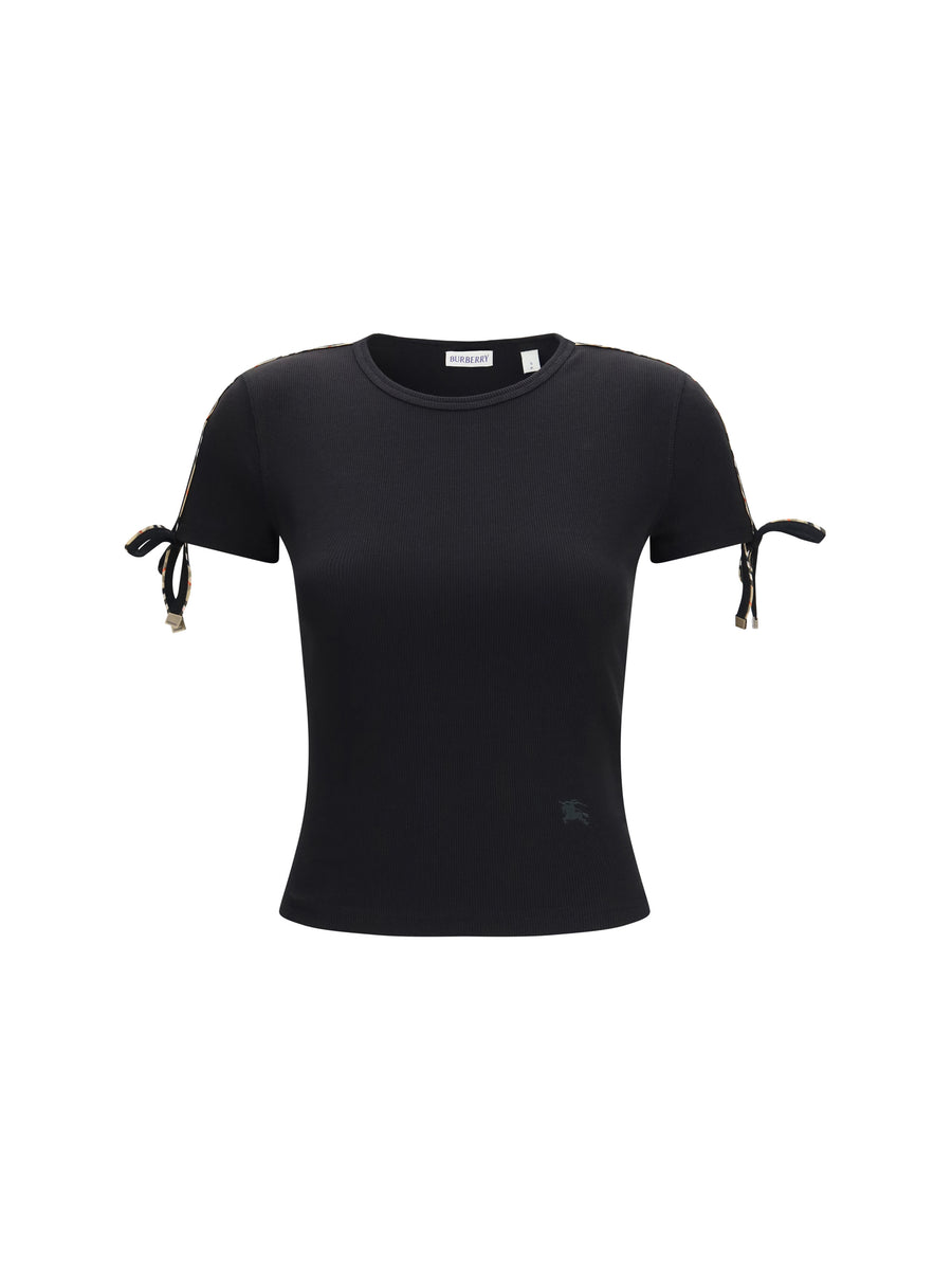 T-Shirt Cotton Lace-Detail Black T-shirts & Jerseys