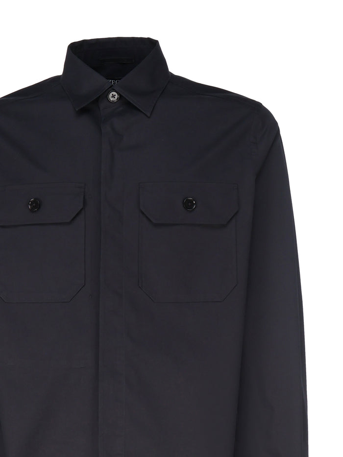 Zegna Shirts Blue Cotton