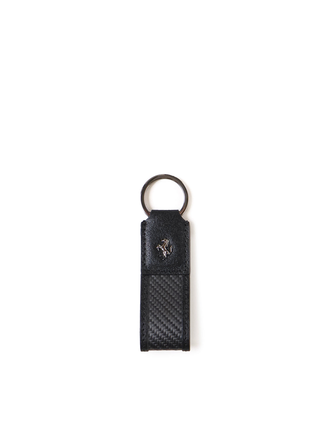 Ferrari Keychains Black Calf Leather