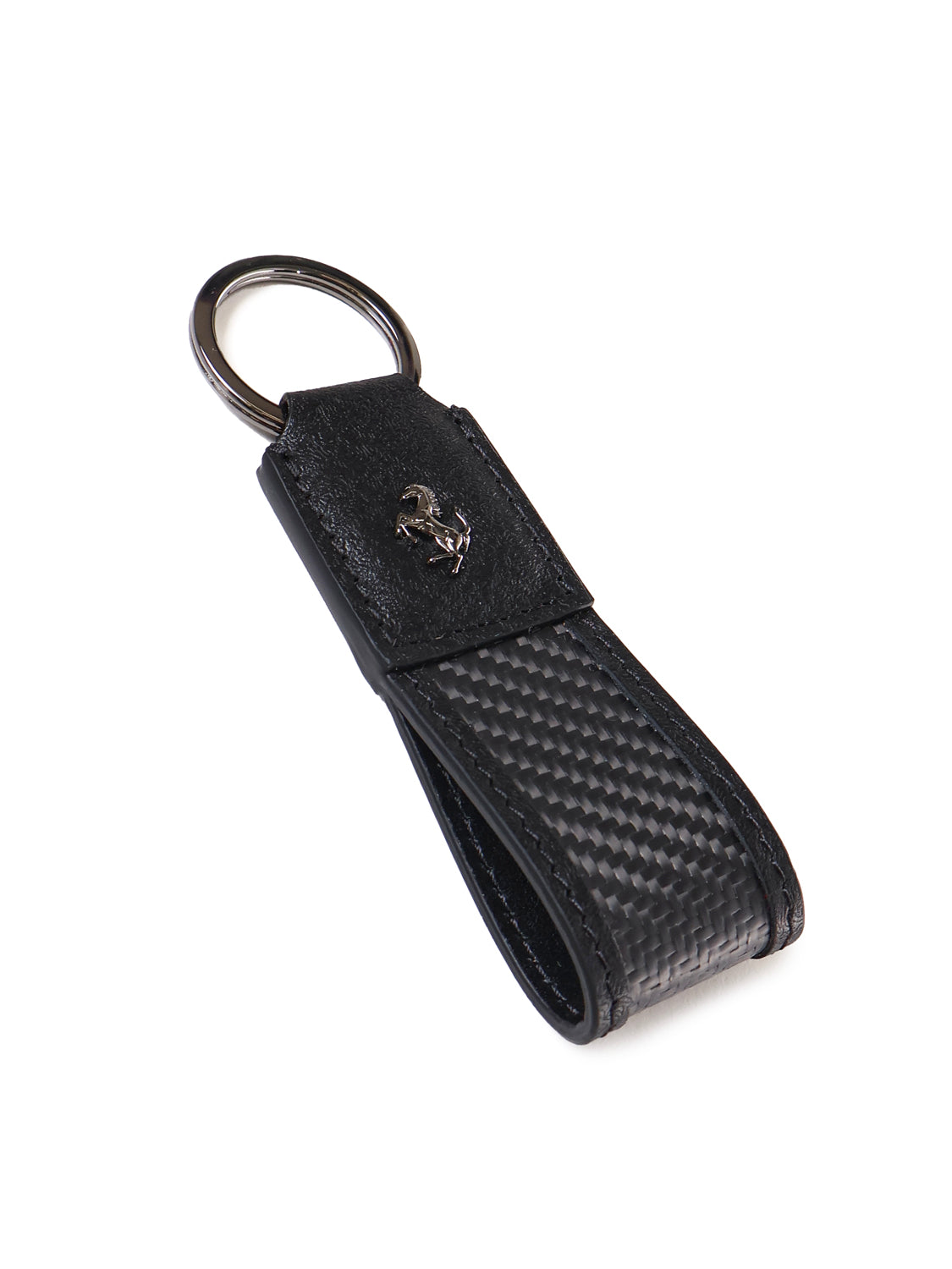 Ferrari Keychains Black Calf Leather