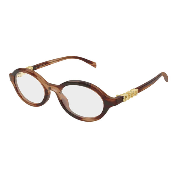 Gucci Eyeglasses Oval Full Rim, Shiny Brown-Pink Striated Havana Frame And Clear Demo Lens Gg2153o003 Sunglasses