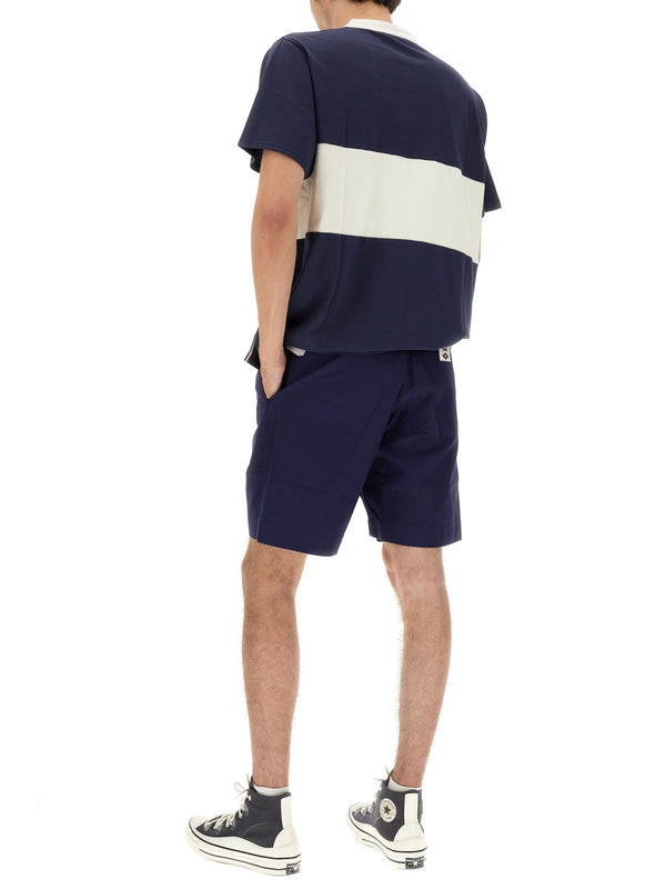 Logo Patch Bermuda Shorts Blue Cotton