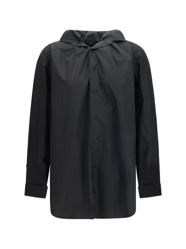 Shirt With Elasticated Collar Black Cotton