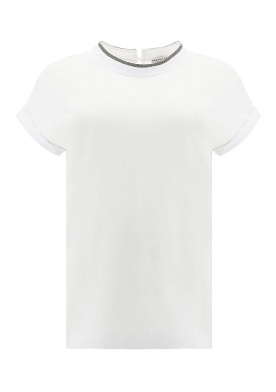 Brunello Cucinelli 93% cotton t-shirt in white