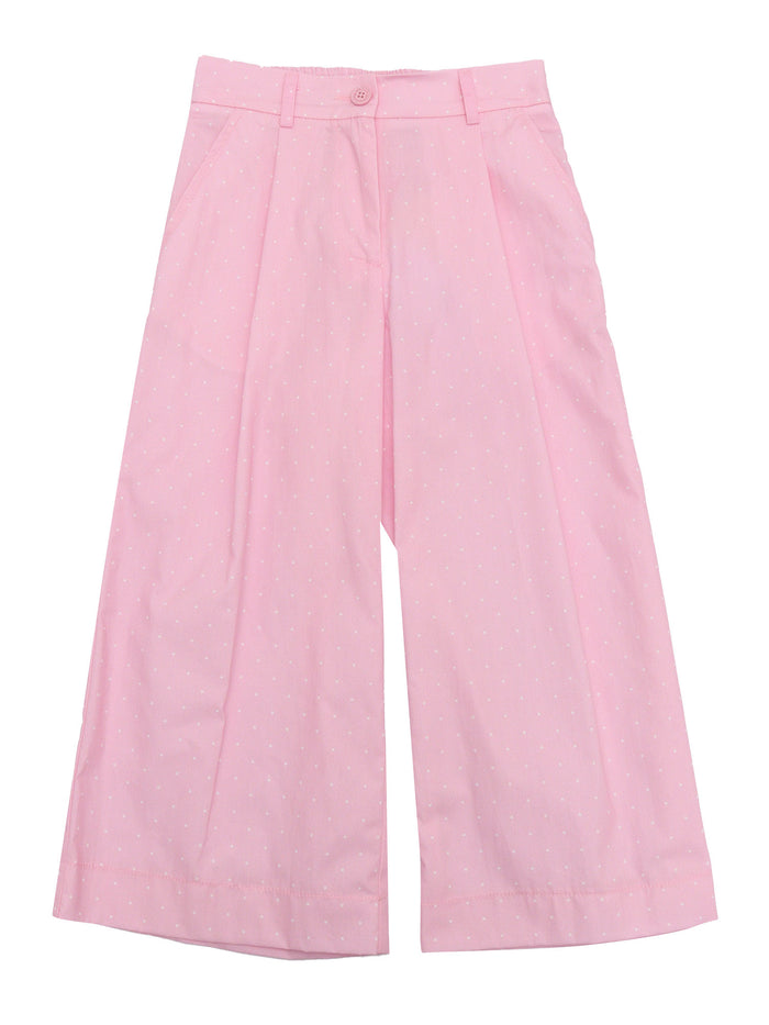 CROPPED POPELINE PANTS Pink Cotton Lining
