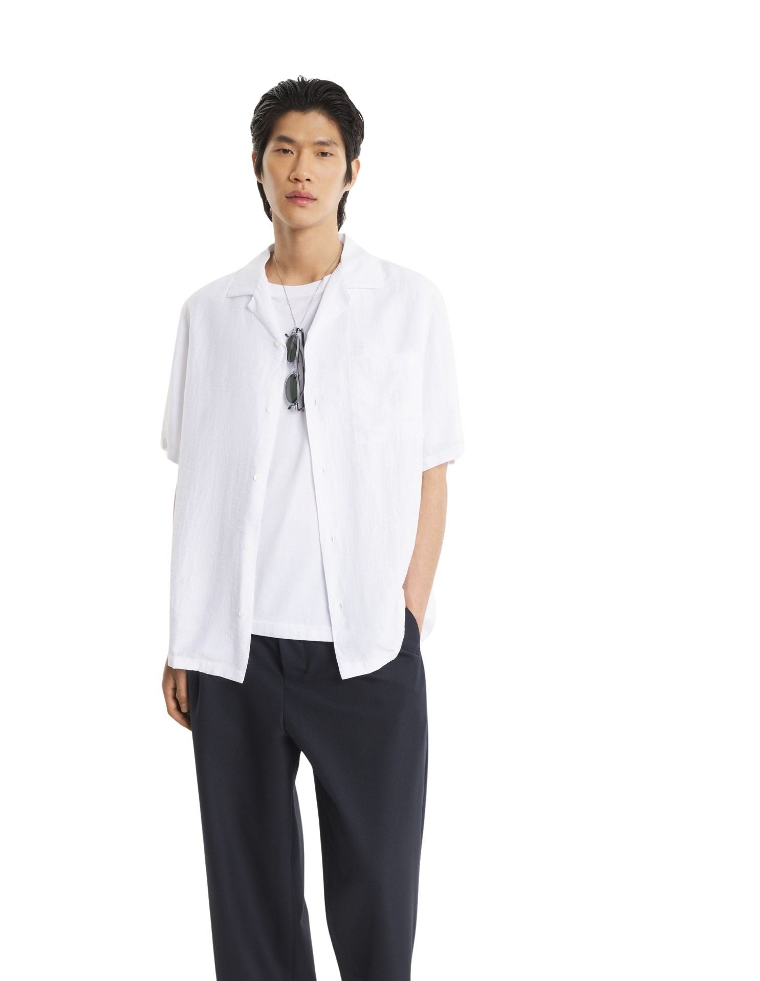 Linen Resort Shirt White Viscose