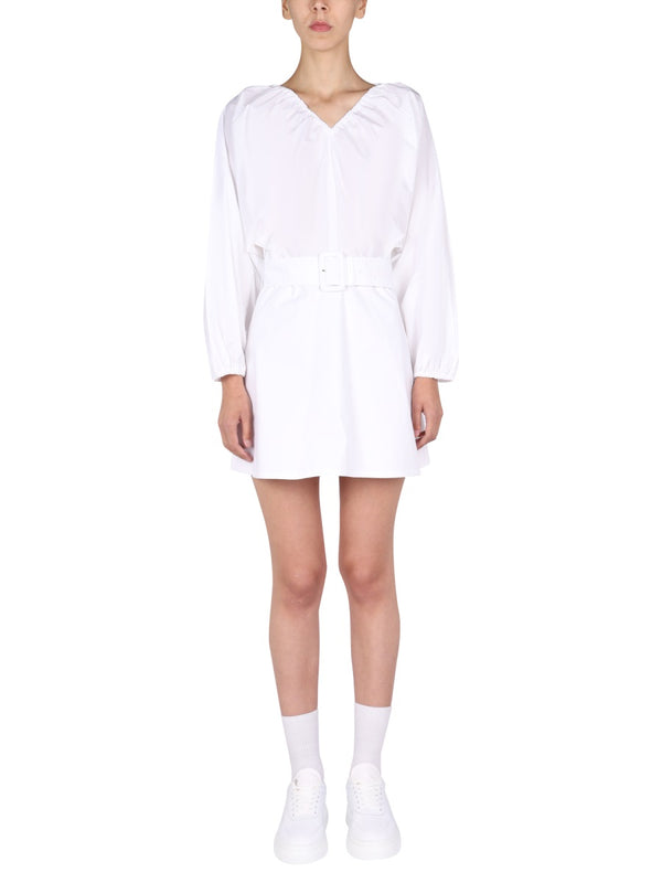 Balloon Sleeves Dress White Cotton