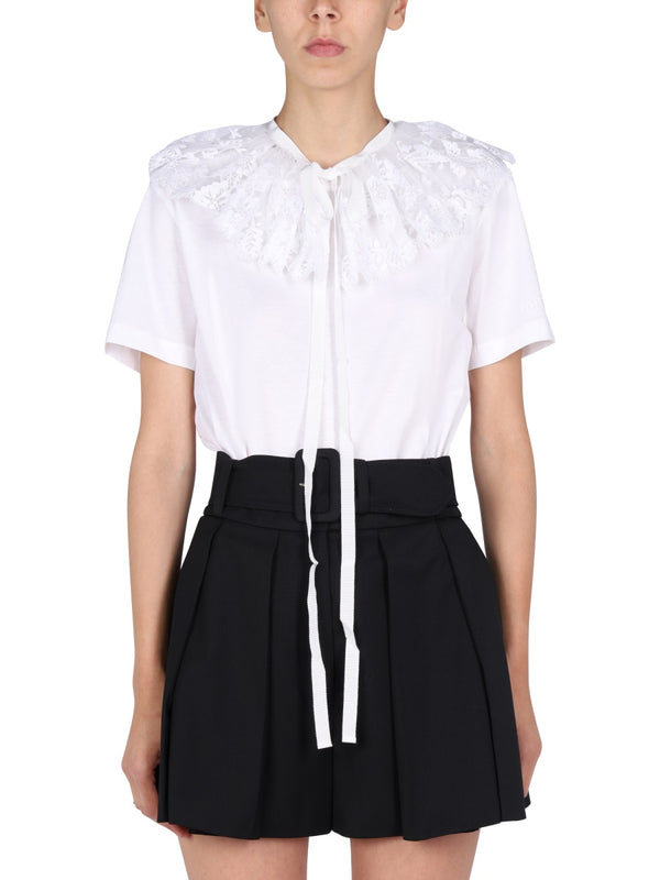 Lace Embroidery T-Shirt White Cotton T-shirts