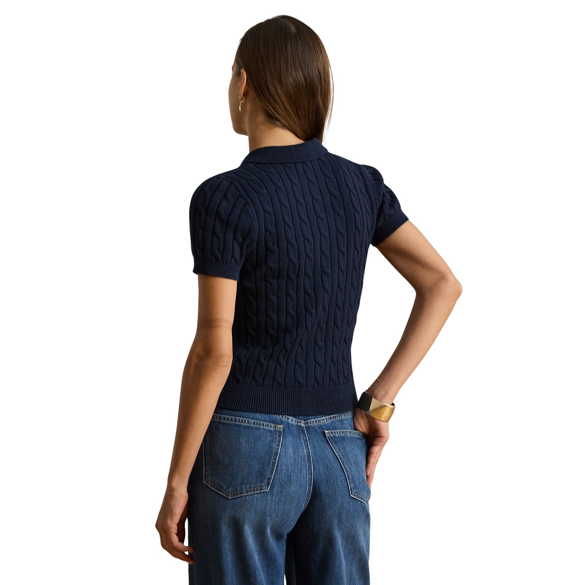 Natrissa Short Sleeve Pullover Blue Cotton Sweater