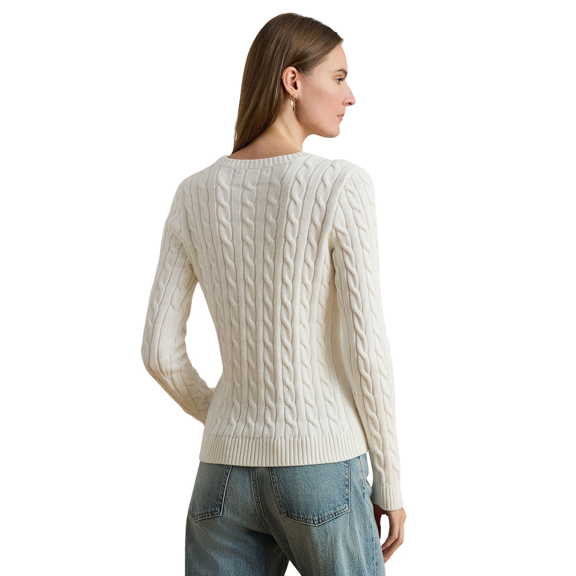 Rinett Long Sleeve Pullover White Cotton Sweater