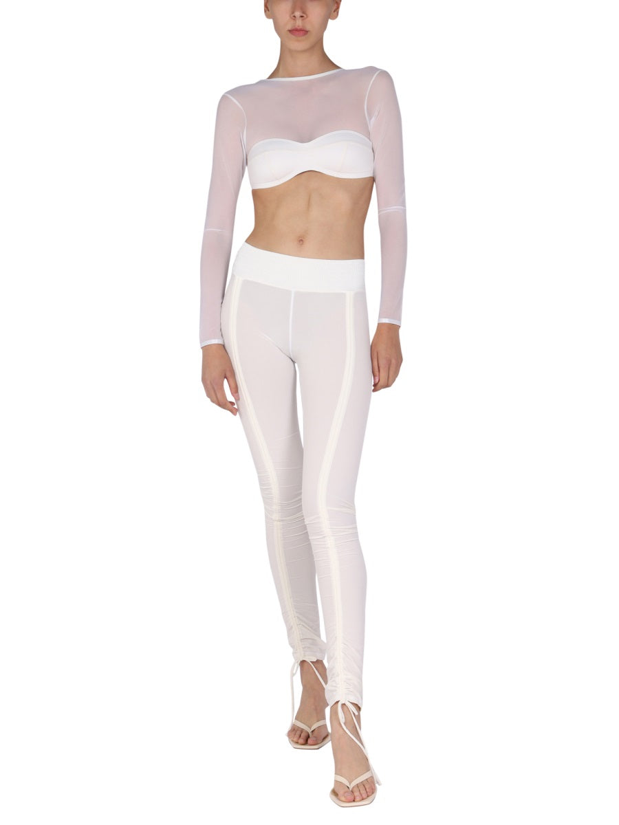 High Waist Leggings White Elastic Trousers