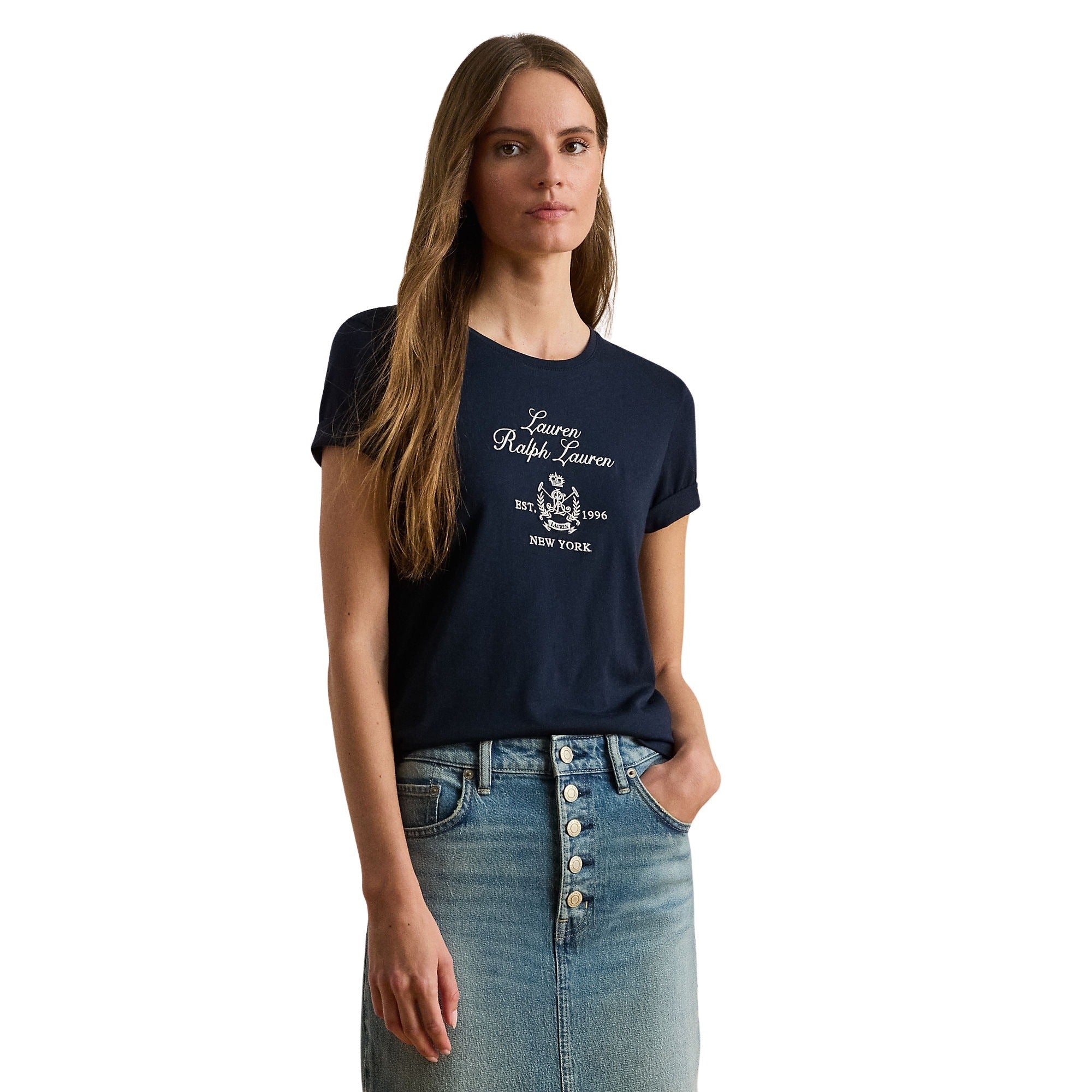 Katlin Short Sleeve T Shirt Blue Cotton Modal Tshirt
