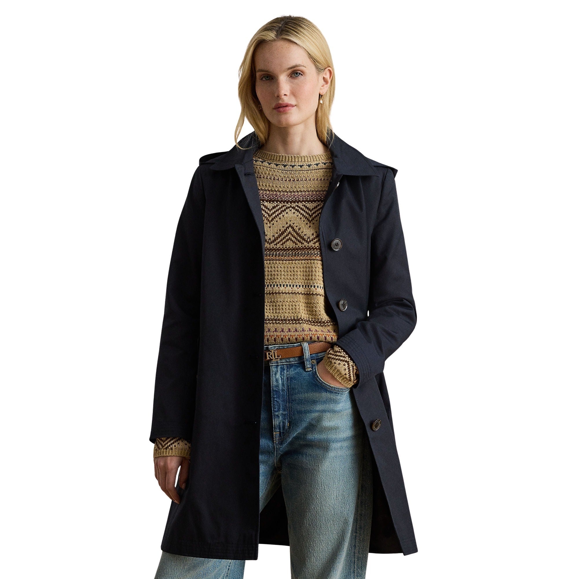 Sb Rn 34 Lined Coat Blue Cotton Polyester
