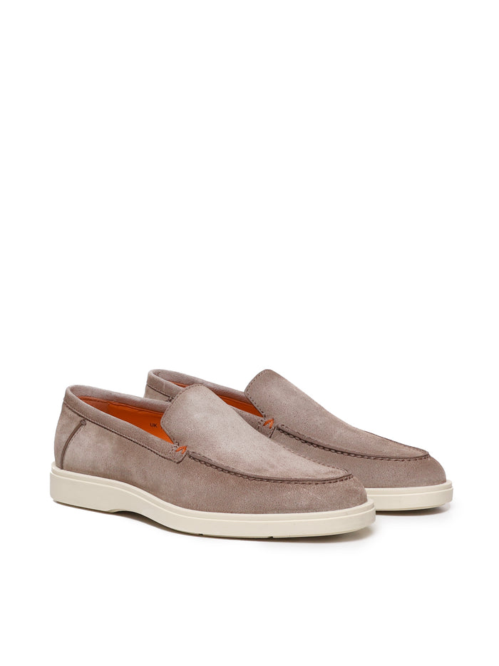 Santoni Flat Shoes Beige Suede