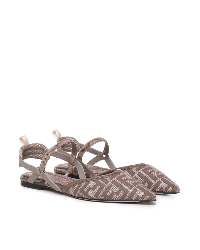 Fendi Flat Shoes Beige Cotton