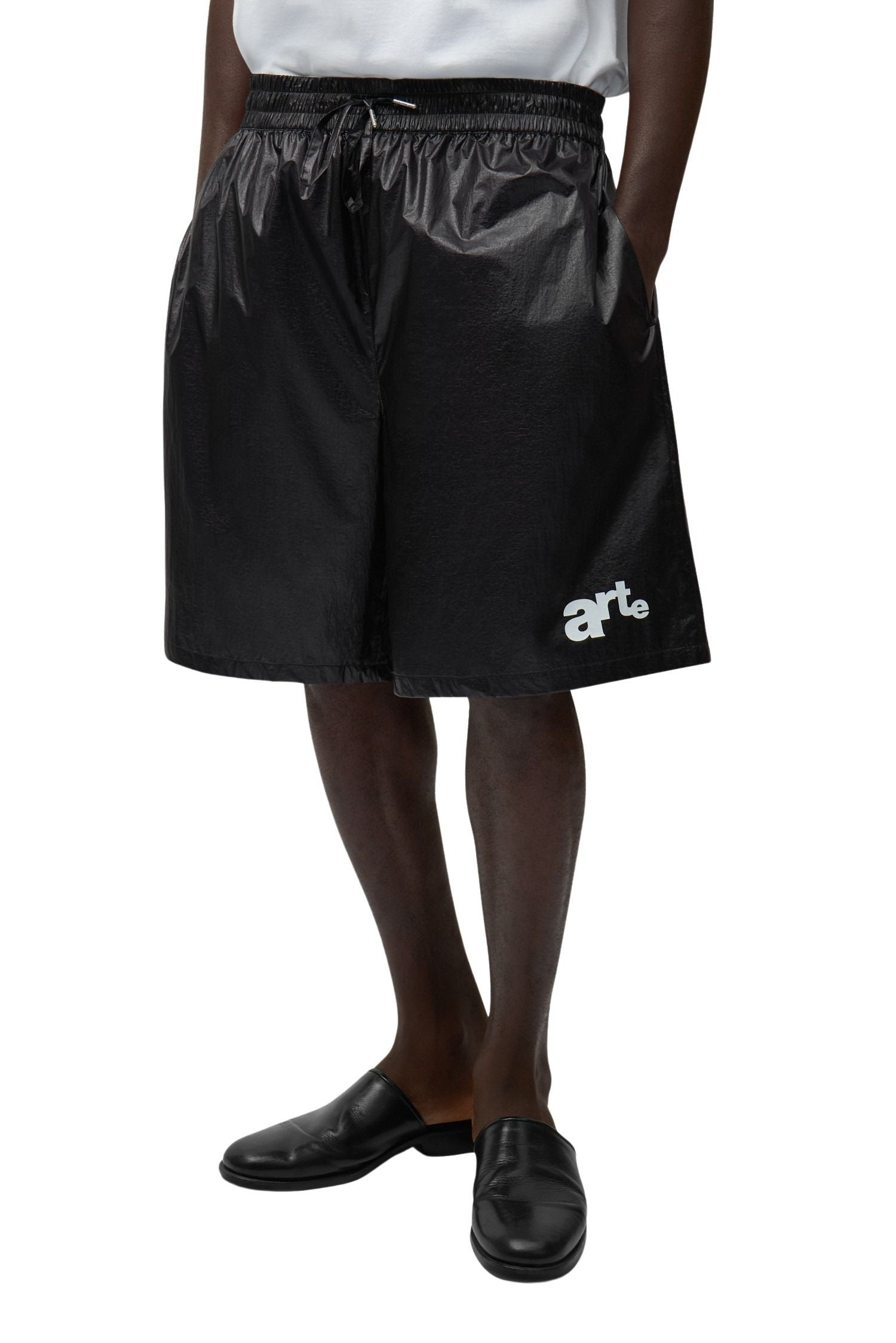 Big Logo Shorts Black Nylon Pant