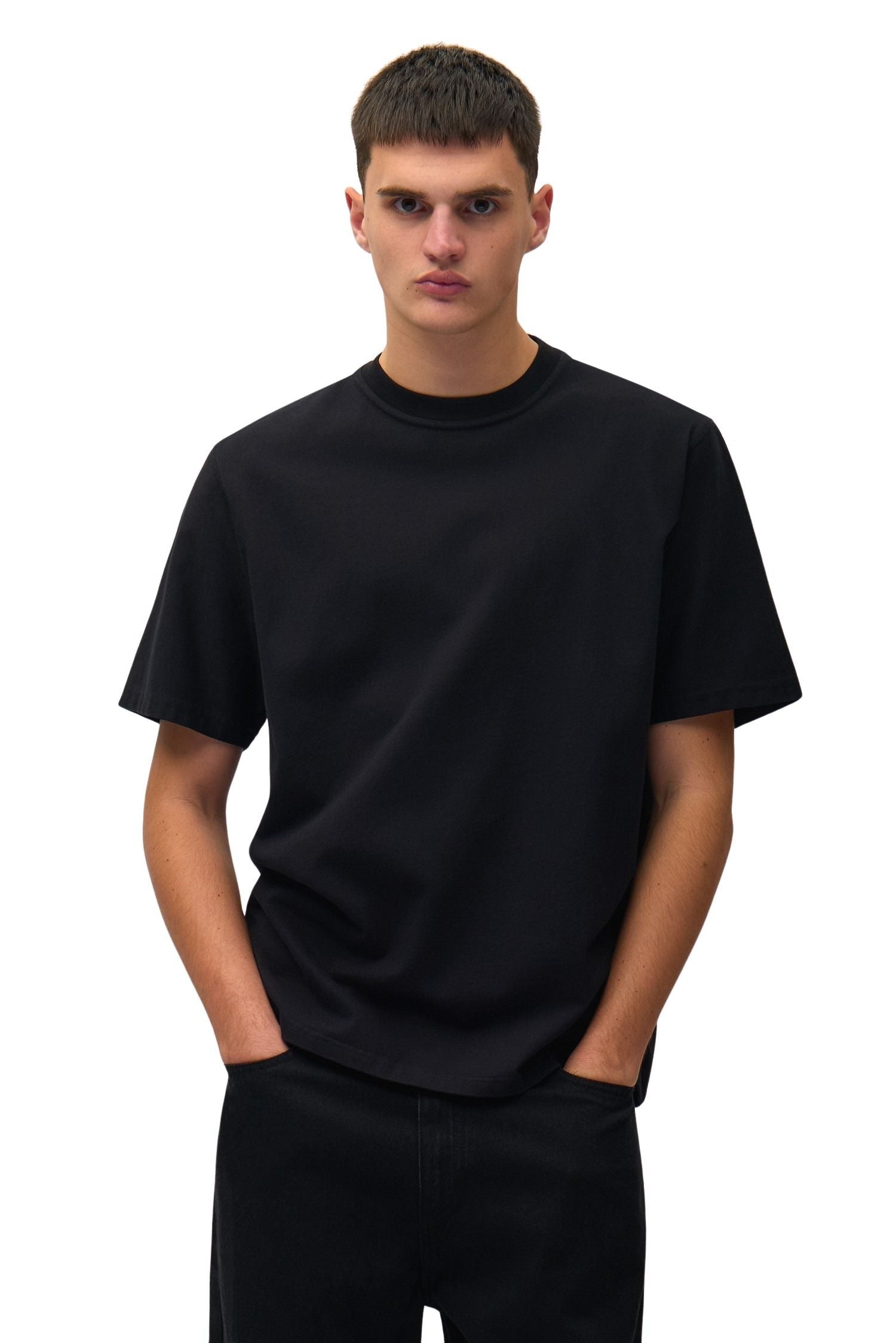 Faded Back Print T-shirt Black Cotton Tshirt