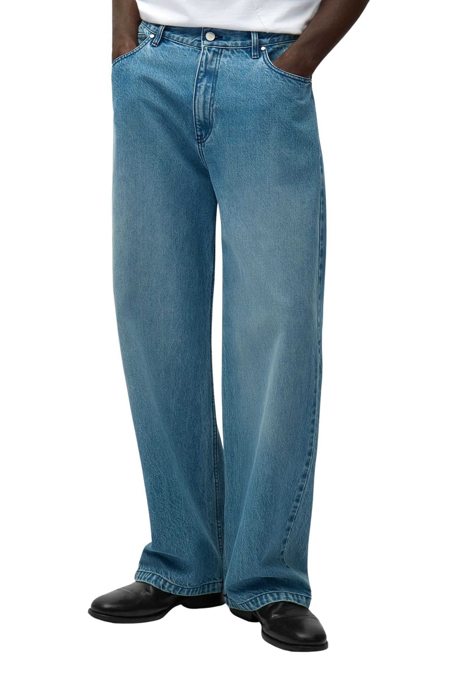 Circle Logo Pocket Pants Blue Cotton Jean
