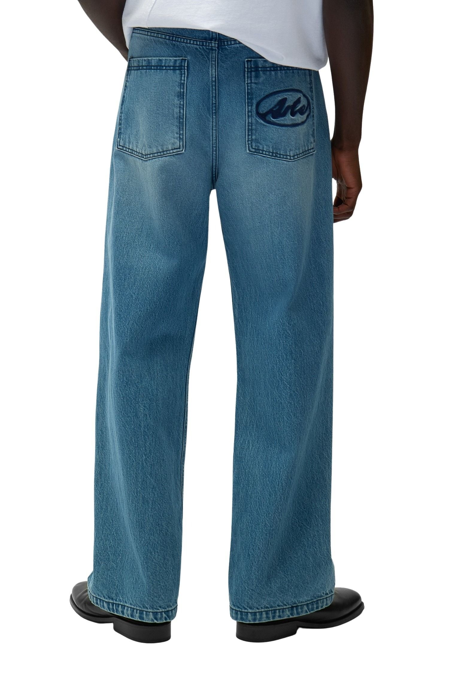 Circle Logo Pocket Pants Blue Cotton Jean