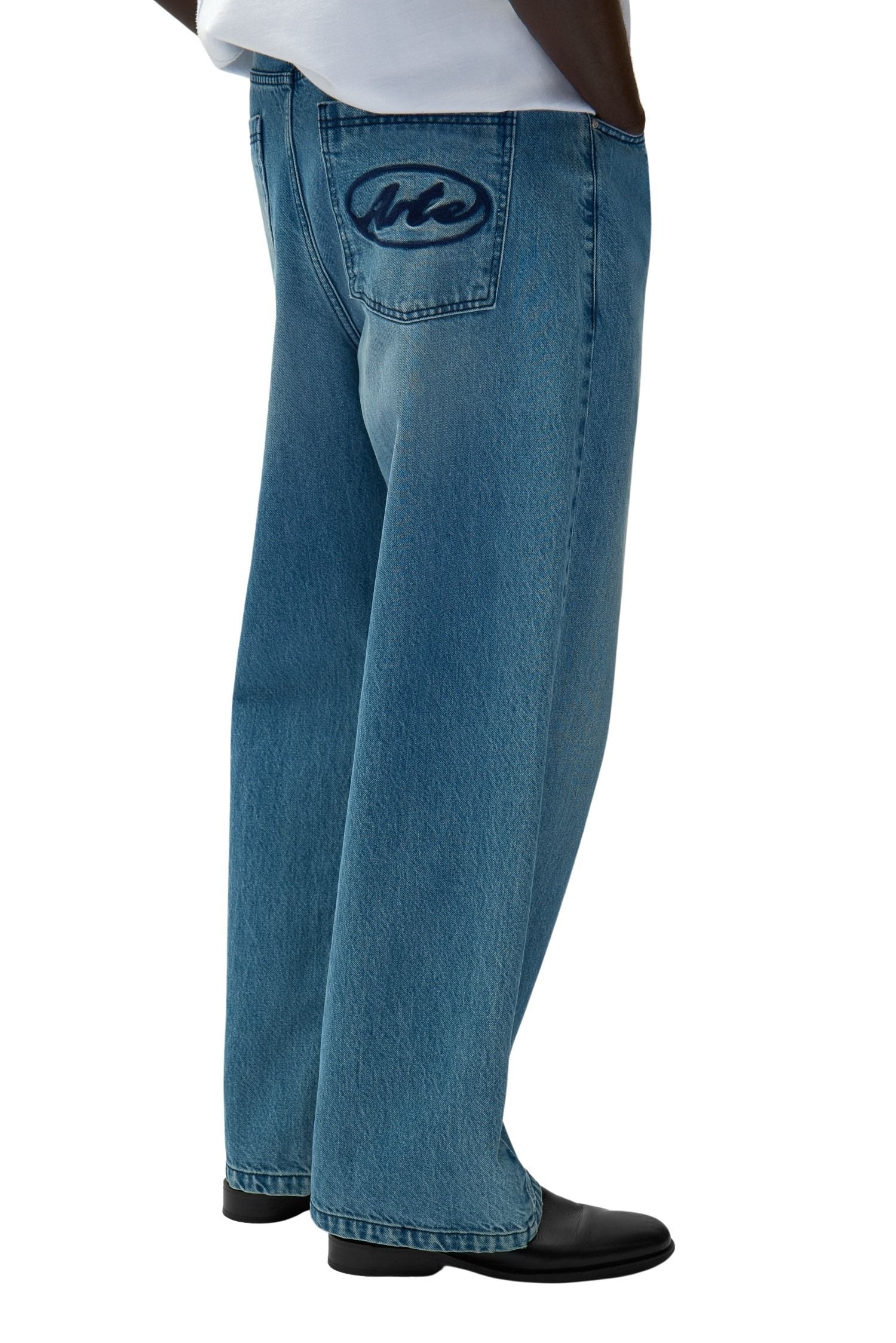 Circle Logo Pocket Pants Blue Cotton Jean