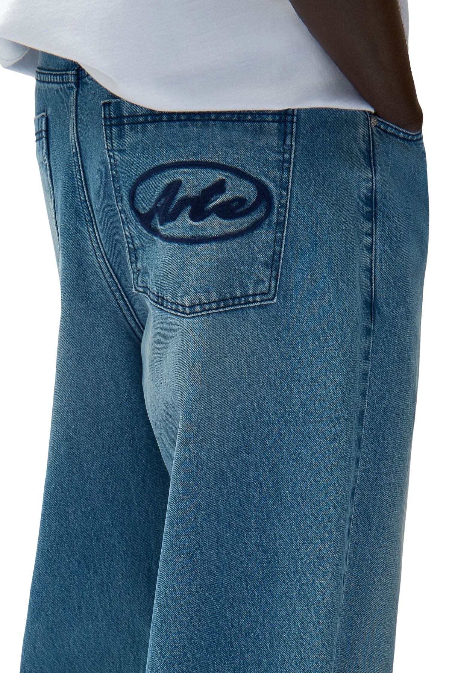 Circle Logo Pocket Pants Blue Cotton Jean